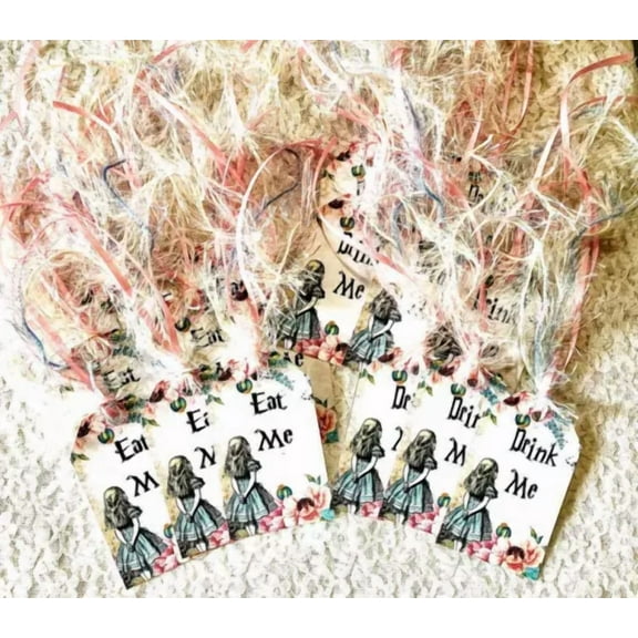 Alice In Wonderland~Drink Me & Eat Me~Set Of 18 Hang Tags~Parties~Showers~593R-L