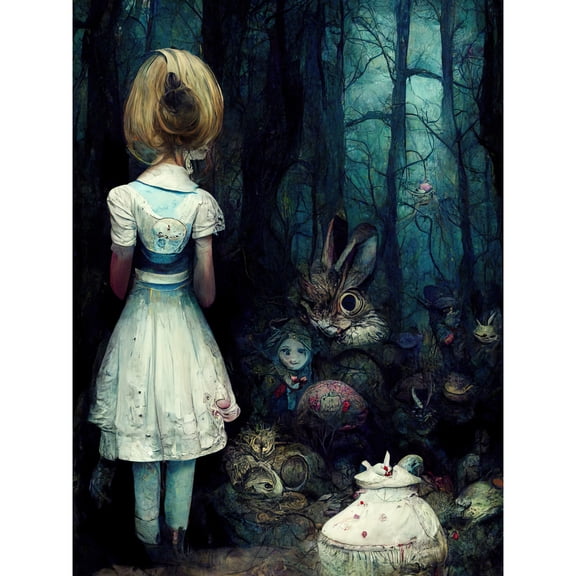 Alice In Wonderland Fantasy Forest Friends Unframed Wall Art Print Poster Home Decor