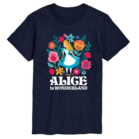 Alice In Wonderland - Floral Design - Men's Short Sleeve Graphic T-Shirt