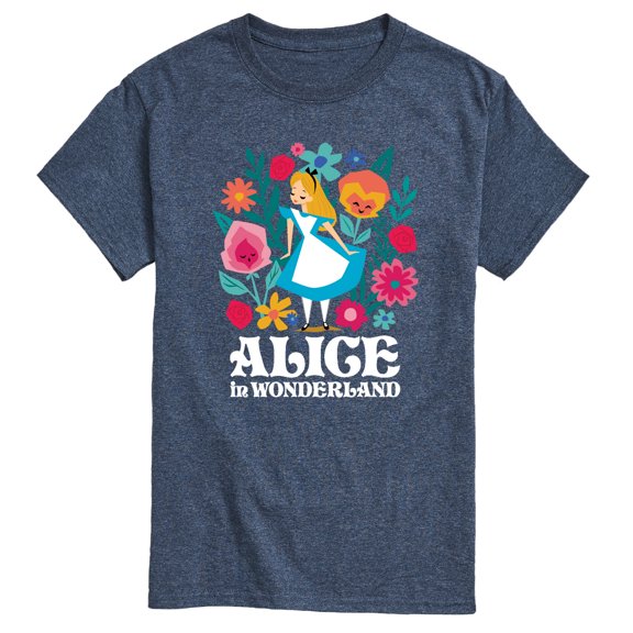 Alice In Wonderland - Floral Design - Men's Short Sleeve Graphic T-Shirt