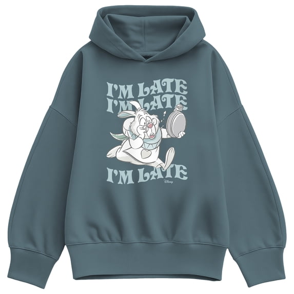 Alice In Wonderland - I'm Late White Rabbit - Women's Oversized Fleece Hoodie Sweatshirt