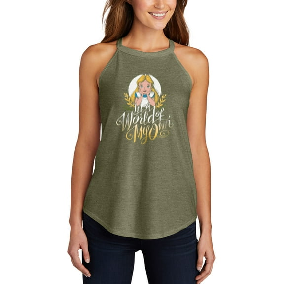 Alice In Wonderland - In A World Of My Own - Juniors High Neck Tank Top