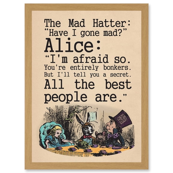 Alice In Wonderland Mad Hatter Tea Party A4 Artwork Framed Wall Art Print