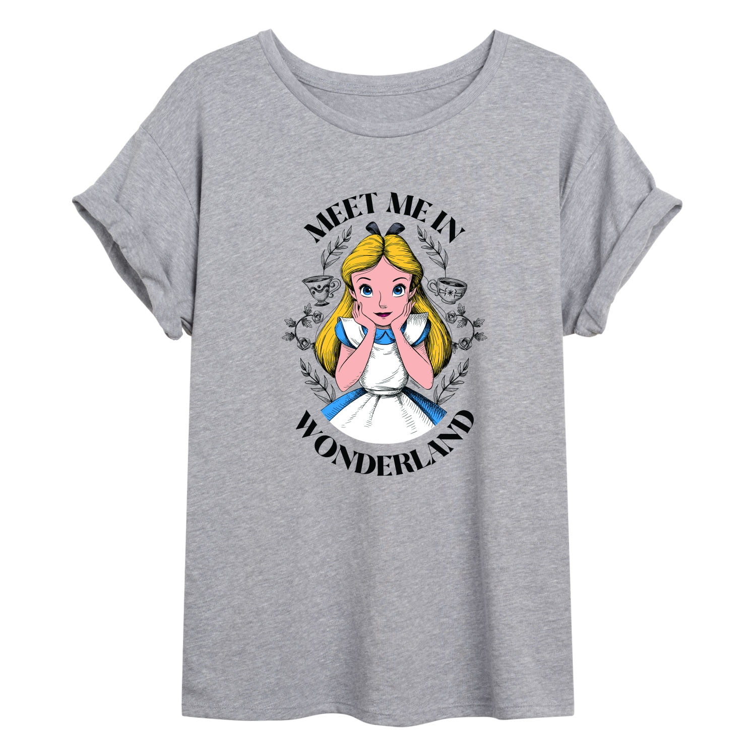 Alice in Wonderland shirt, Heather Gray crew nek t-shirt met Alice in Wonderland citaat, shirt met citaat. - België