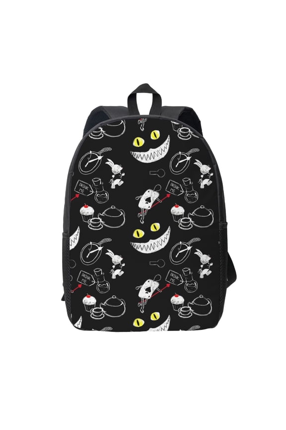 Alice In Wonderland Pattern Backpack Simple Lightweight Backpack Fashion Travel Backpack Laptop Backpack 17 Inch