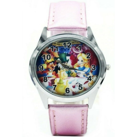 Alice In Wonderland Pink Leather Band Wrist Watch