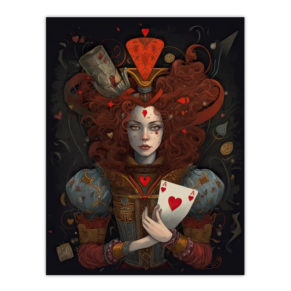 Alice In Wonderland Queen Of Hearts Whimsical Magical Adventure Painting Large Wall Art Poster Print Thick Paper 18X24 Inch