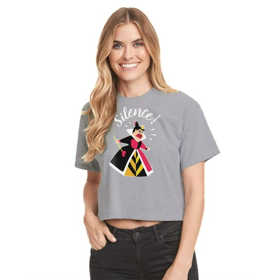 Alice In Wonderland -Queen of Hearts - Juniors Cropped Cotton Blend T-Shirt