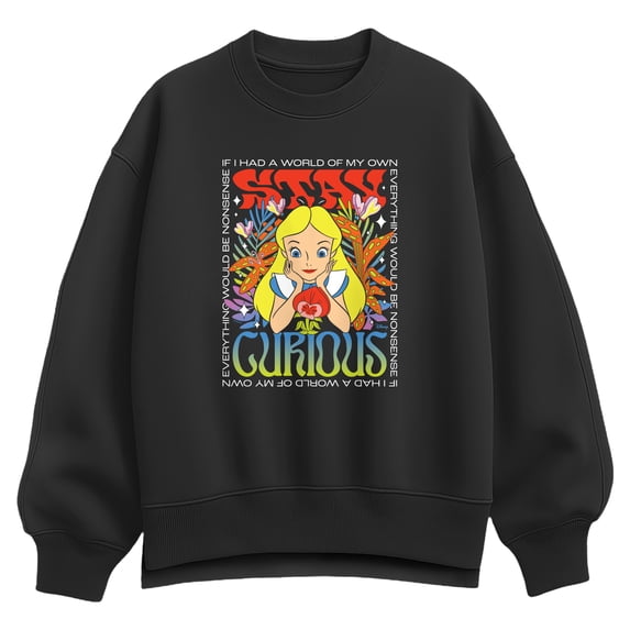 Alice In Wonderland - Stay Curious Women's Oversized Fleece Crew Sweatshirt