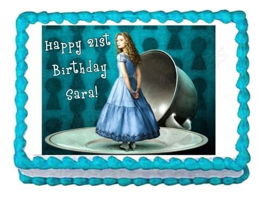 Alice In Wonderland Teacup Plate Keyhole Background Edible Cake Topper  Image ABPID08161 