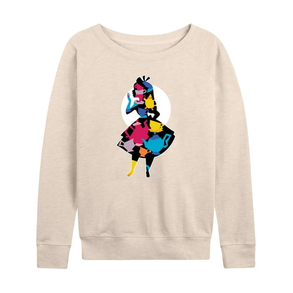 Alice In Wonderland - Teacup Silhouette - Women's Lightweight French Terry Long Sleeve Shirt