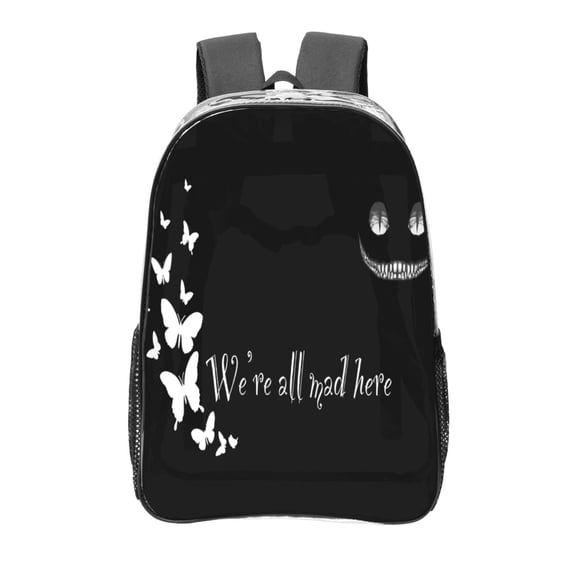 Alice In Wonderland Themed Transparent Backpack Fashion Travel Backpack Laptop Backpack 16 Inch