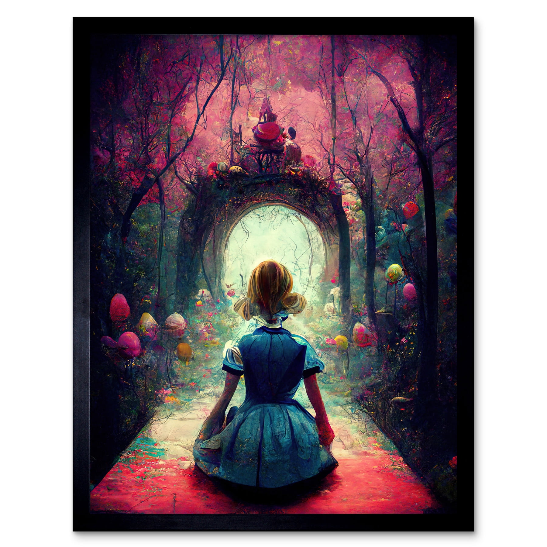 Alice In Wonderland Through Looking Glass Enchanted Pink Forest Art ...