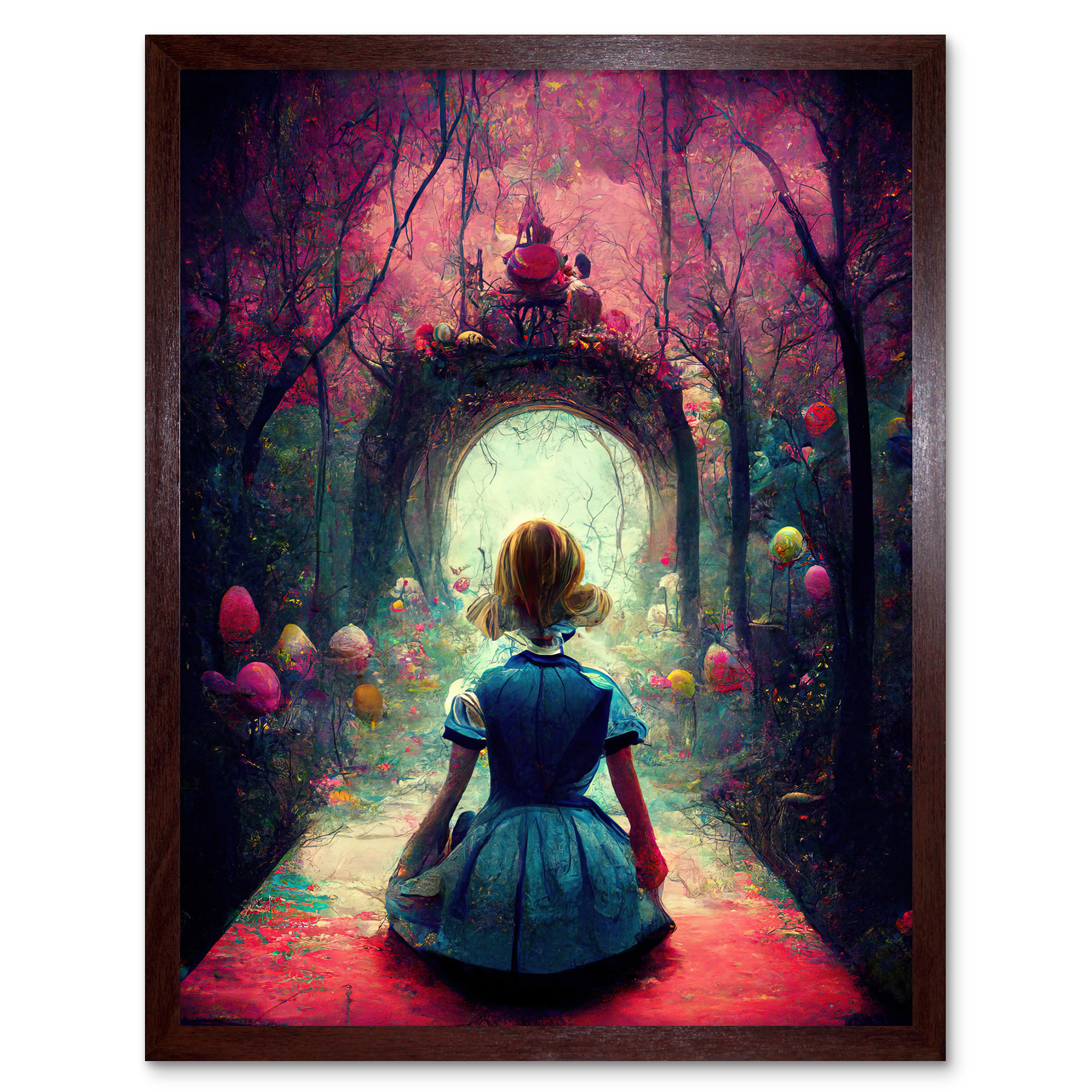Alice In Wonderland Through Looking Glass Enchanted Pink Forest Art ...