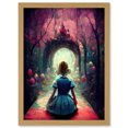 thumbnail image 1 of Alice In Wonderland Through Looking Glass Enchanted Pink Forest Artwork Framed Wall Art Print A4, 1 of 4