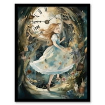 Alice In Wonderland Watercolour Down The Rabbit Hole Whimsical Magical Adventure Painting Art Print Framed Poster Wall Decor 12x16 inch