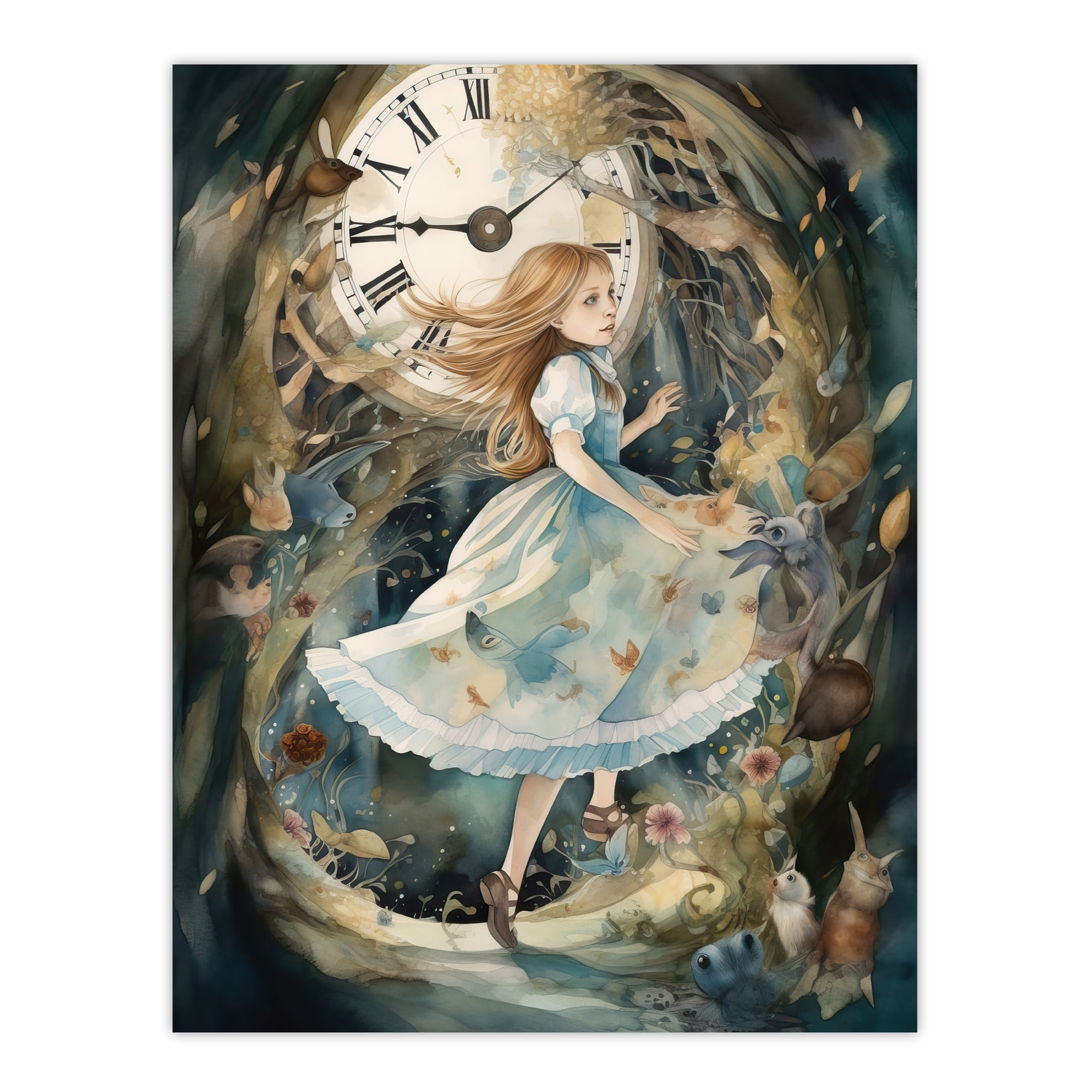 Alice in Wonderland Print White Rabbit Quote Wall Art Home Gift UNFRAMED