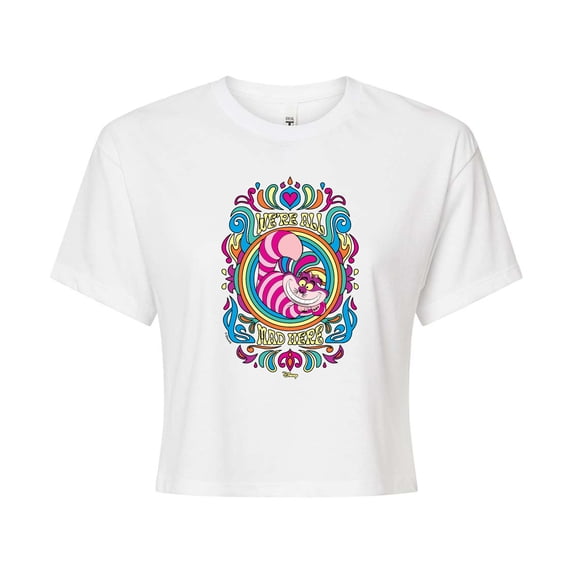 Alice In Wonderland - Were All Mad Here - Juniors Cropped Graphic T-Shirt