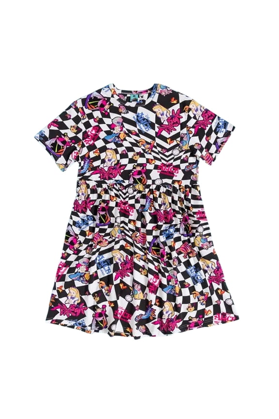 Womens Checked All-Over Print Smock Dress