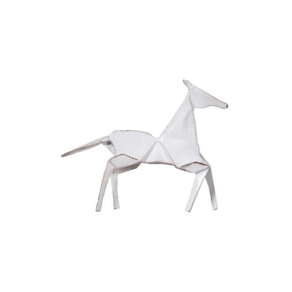 Alice Lane Brass Horse - Antique White Finish