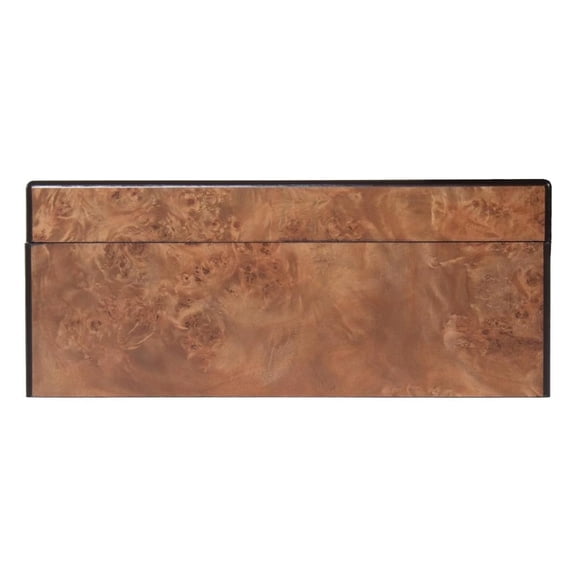 Alice Lane Burled Wood Box  Large  Bold Design  Black Sleek Interior  Stow Luxury Accessories  Living Room, Kitchen, Walk-In Closet, Cocktail Table
