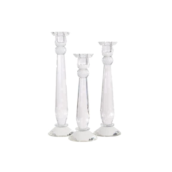 Alice Lane Crystal Candlesticks Set of 3 Decorative Candle Holders Classic Design for Weddings, Dining and Party Timeless Home Decor for Tapered Candles Size S, M & L