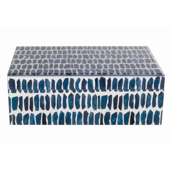 Alice Lane Indigo Brushstroke Box for Accessories - Small, Black Interior