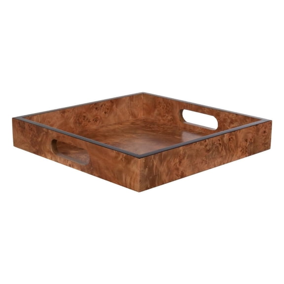 Alice Lane Matte Burled Wood Serving Tray – Large – Square – Premium Decorative Wood Tray for Home Décor & Entertaining