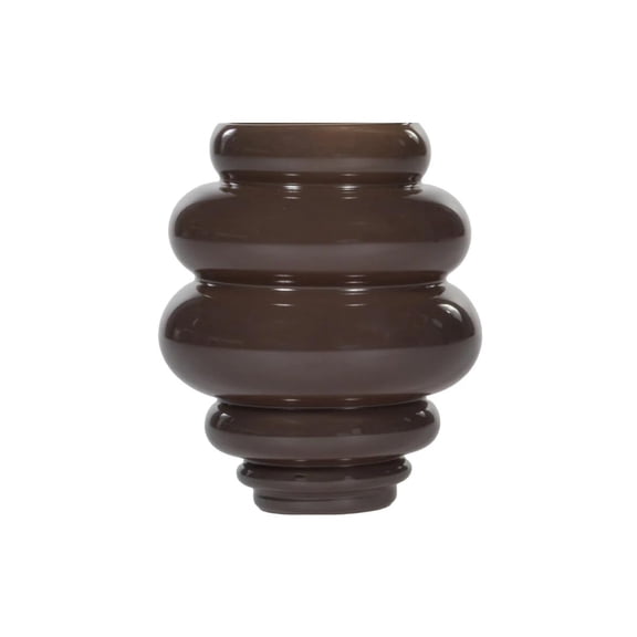 Alice Lane Ribbed Glass Vase – Large, Cocoa – Modern Sculptural Decorative Vase for Flowers, Textured Curved Accent for Shelf, Table & Home Decor
