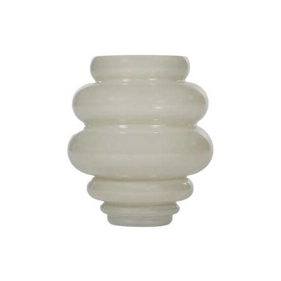 Alice Lane Ribbed Glass Vase – Large, Steam – Modern Sculptural Decorative Vase for Flowers, Textured Curved Accent for Shelf, Table & Home Decor