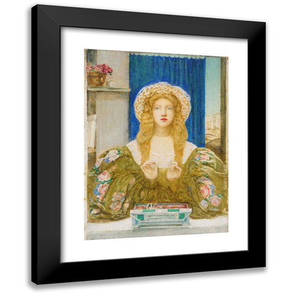 Alice Macallan Swan 14x18 Black Modern Framed Museum Art Print Titled - A Young Woman Opening a Jewel Casket