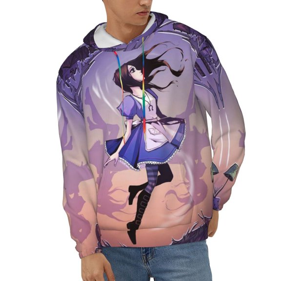 Alice Madness Returns Unisex Hoodies 3D Print Hooded Sweatshirt for Men Women, Long Sleeve Fall Pullover Top with Pockets