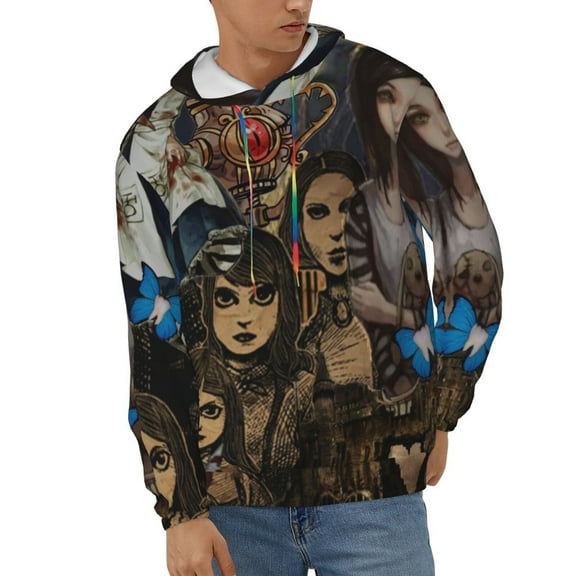 Alice Madness Returns Unisex Hoodies 3D Print Hooded Sweatshirt for Men Women, Long Sleeve Fall Pullover Top with Pockets