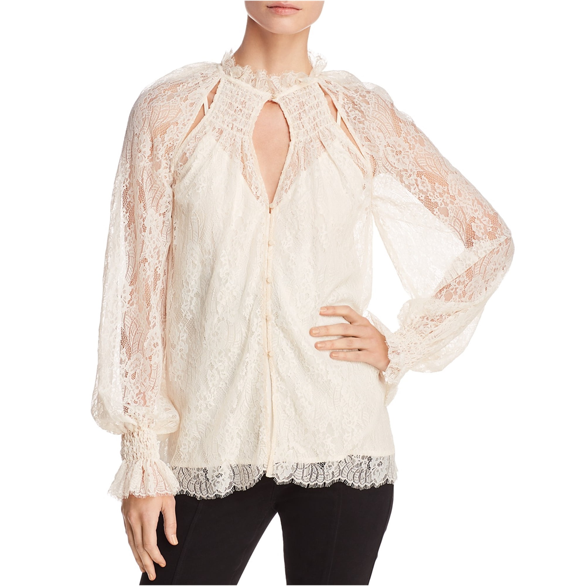 Alice McCall Womens Lace Button Down Blouse, White, 4 - Walmart.com