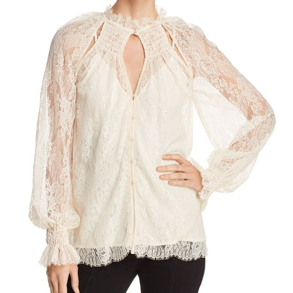 Alice McCall Womens Lace Button Down Blouse, White, 8