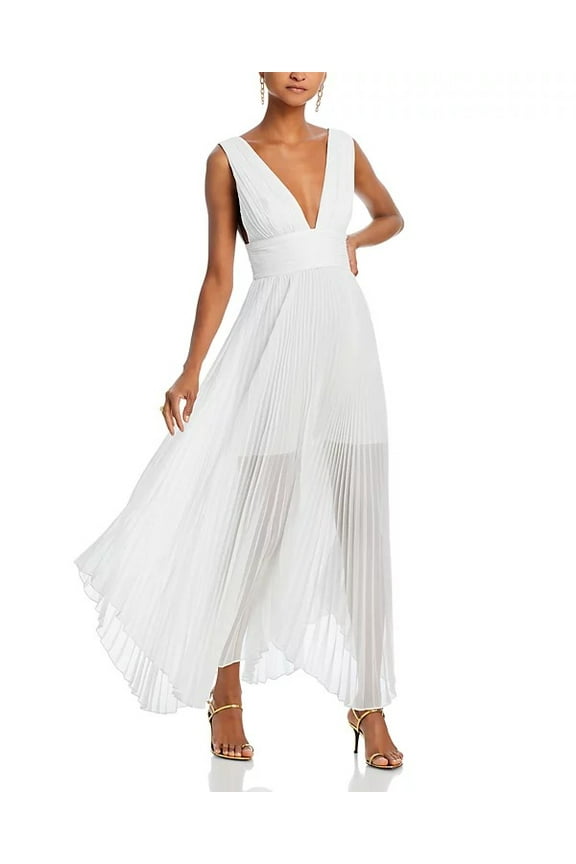 OFF WHITE Women's Adrianna Pleated Maxi Dress, US 14