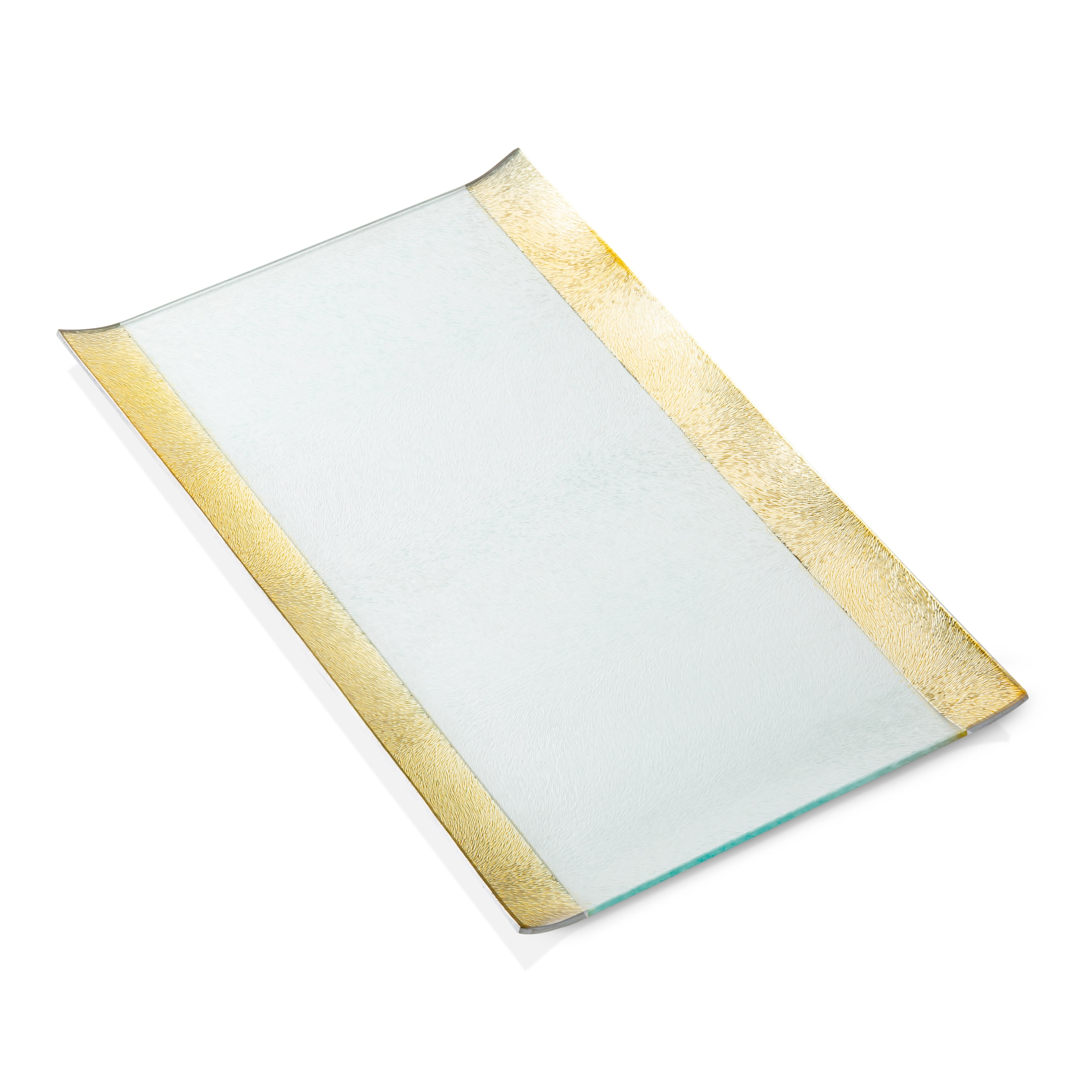 Elegant 11.5" Glass Tray with Gold Borders