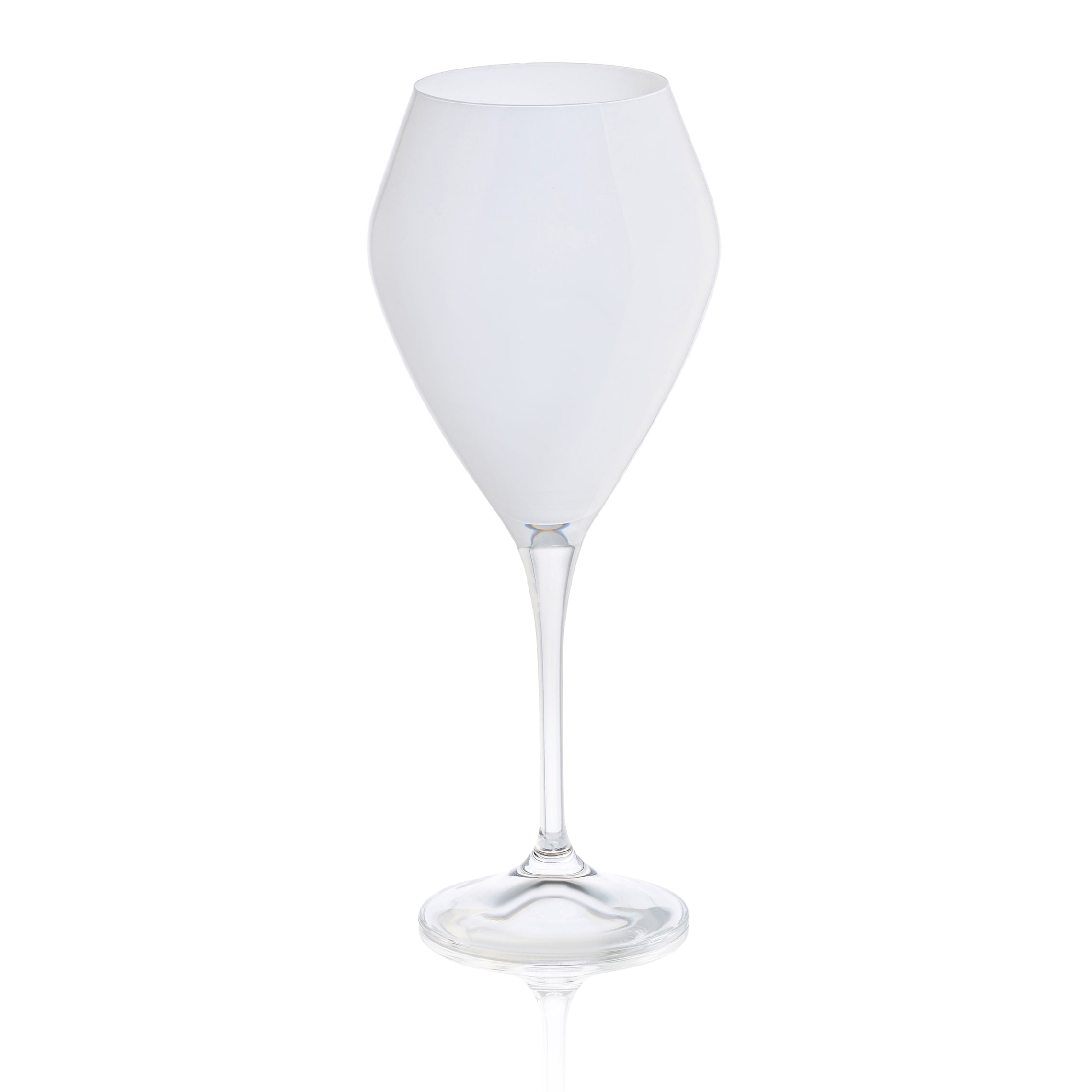 Set of Six 14 oz White and Clear Glass Wine Goblets