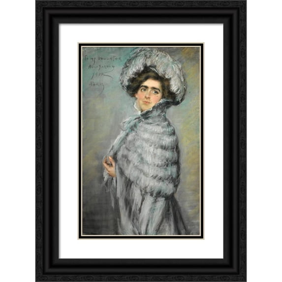 Alice Pike Barney 11x14 Black Ornate Wood Framed Double Matted Museum Art Print Titled: Laura Alice in Grey (1900)