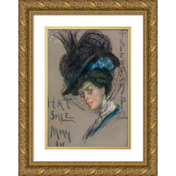 Alice Pike Barney 11x14 Gold Ornate Wood Frame and Double Matted Museum Art Print Titled - Hat Sale Poster (1906)