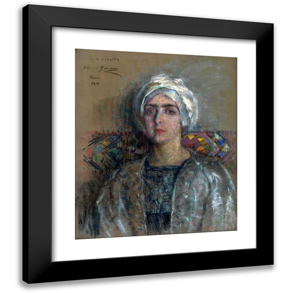 Alice Pike Barney 12x14 Black Modern Framed Museum Art Print Titled - The White Turban (1911)
