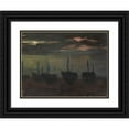 thumbnail image 1 of Alice Pike Barney 14x12 Black Ornate Wood Framed Double Matted Museum Art Print Titled: Ships in Moonlight, 1 of 5