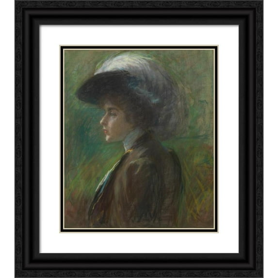 Alice Pike Barney 15x17 Black Ornate Wood Framed Double Matted Museum Art Print Titled - The Feathered Hat (1908)