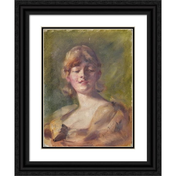 Alice Pike Barney 15x18 Black Ornate Wood Framed Double Matted Museum Art Print Titled - Study of Head (ca. 1926)