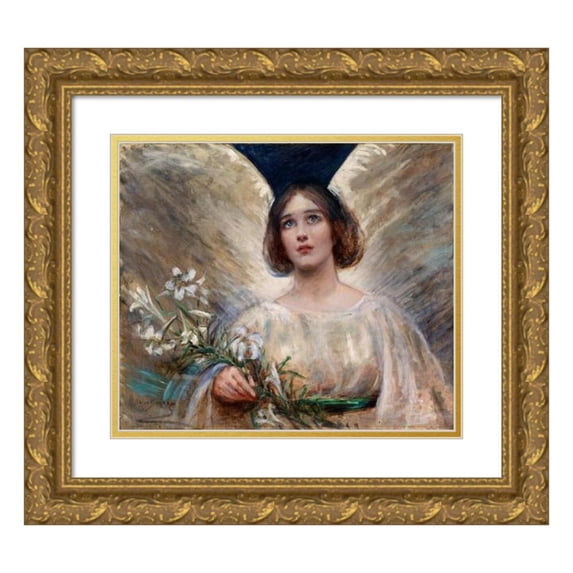Alice Pike Barney 17x15 Gold Ornate Wood Frame and Double Matted Museum Art Print Titled - Easter Lilies