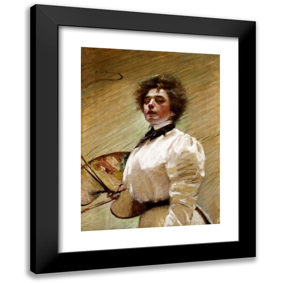 Alice Pike Barney 19x24 Black Modern Framed Museum Art Print Titled - Self-Portrait with Palette (ca. 1906)