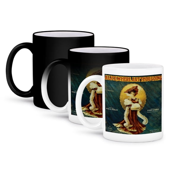 3dRose, Alice Where Are Thou Going Woman in a Victorian Dress with Large Hat, 11oz Magic Transforming Mug