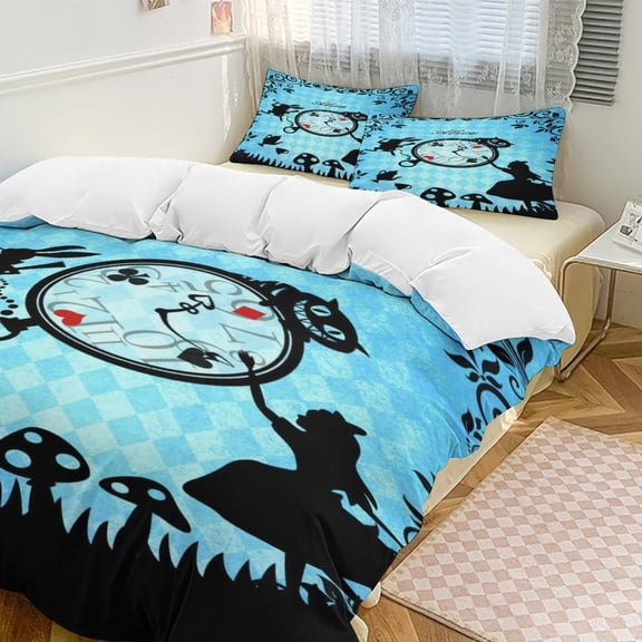 Alice in Wonden-Lan 3 Piece Comforter Bedding 1 Set Super Soft Quilt Cover with 2 Pillowcases Funny Merch Movie Fans Gifts for Girls Boys Kids Adults 79"×90"