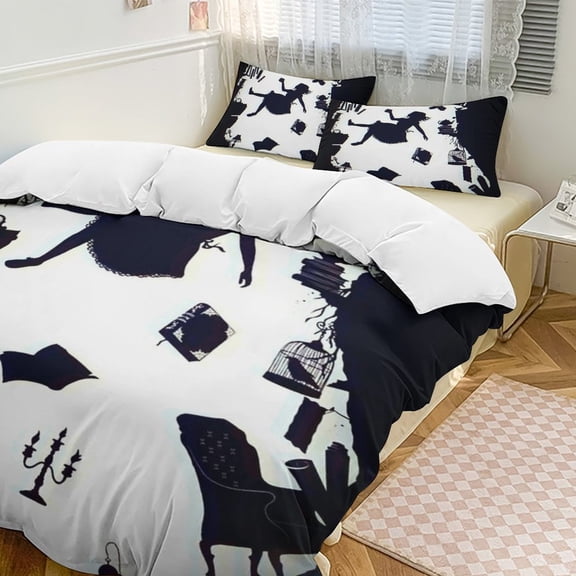 Alice in Wonden-Lan 3 Piece Comforter Bedding 1 Set Super Soft Quilt Cover with 2 Pillowcases Funny Merch Movie Fans Gifts for Girls Boys Kids Adults 86"×70"