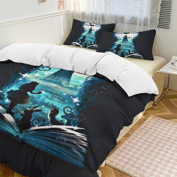 Alice in Wonden-Lan 3 Piece Comforter Bedding 1 Set Super Soft Quilt Cover with 2 Pillowcases Funny Merch Movie Fans Gifts for Girls Boys Kids Adults 90"×90"